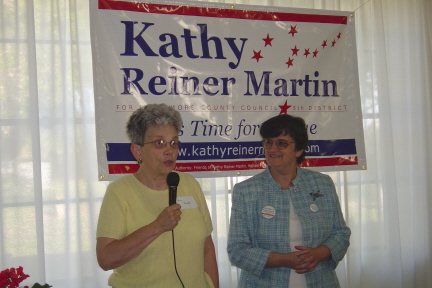 Mary Smith introducing Kathy at the "Chili for Change" fundraiser