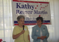 Mary Smith introducing Kathy at the "Chili for Change" fundraiser