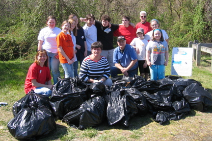 Kathy Reiner Martin and volunteers on a Project Clean Stream 2006 clean up of the Gunpowder River